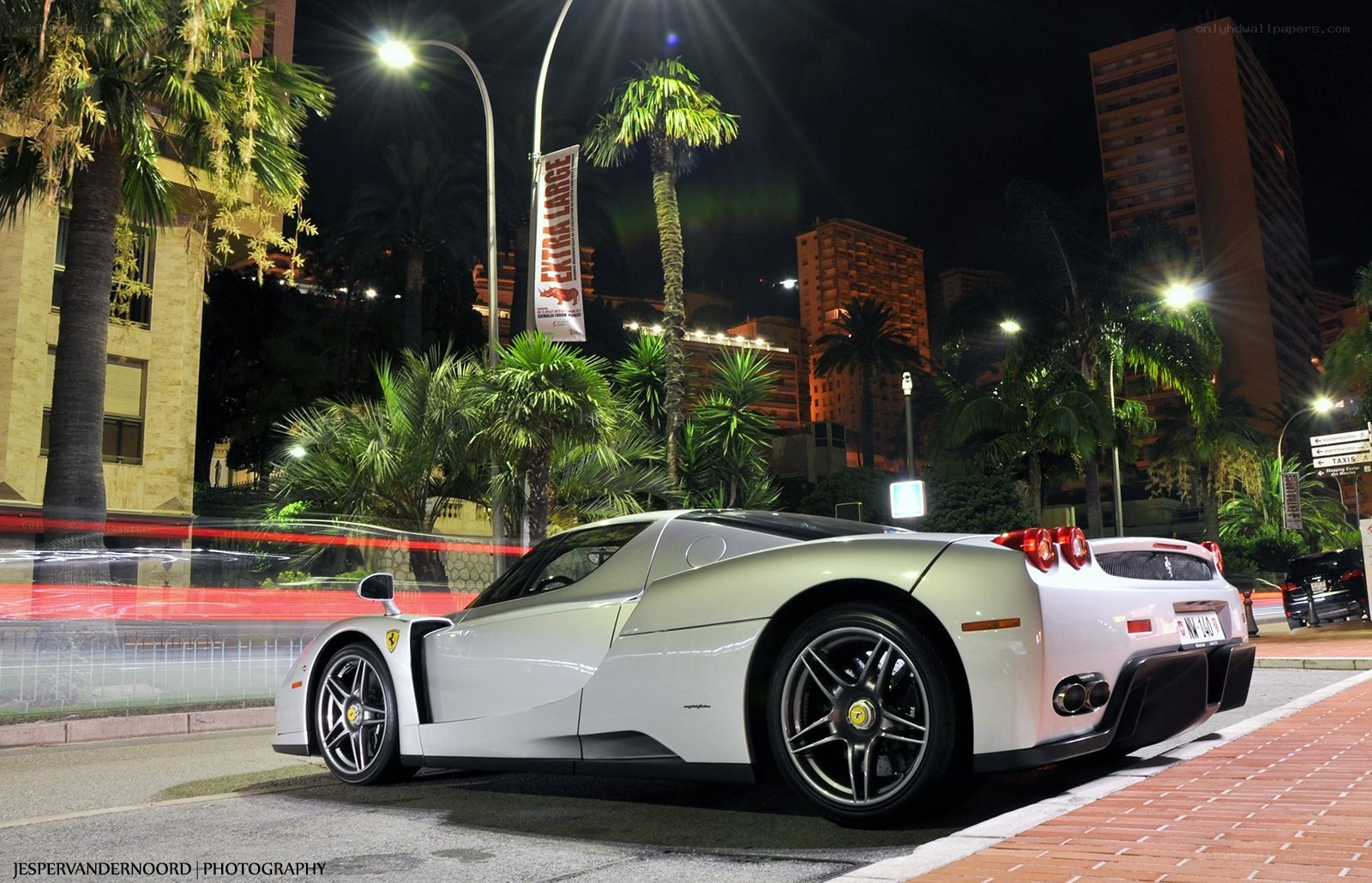 White Ferrari Enzo at night