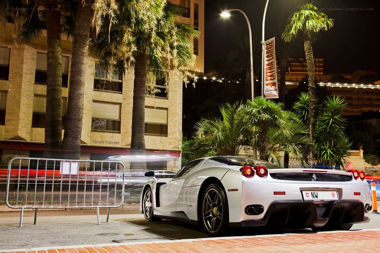White Ferrari Enzo at night