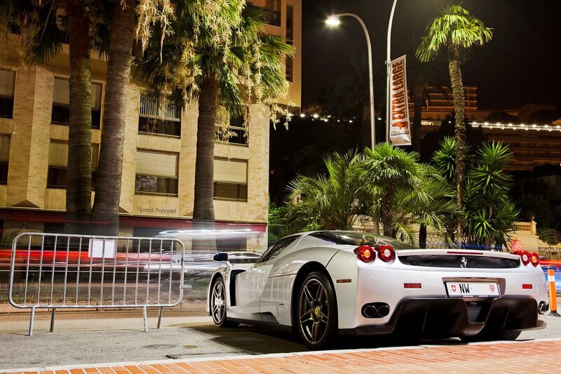 White Ferrari Enzo — Dramatic, Night