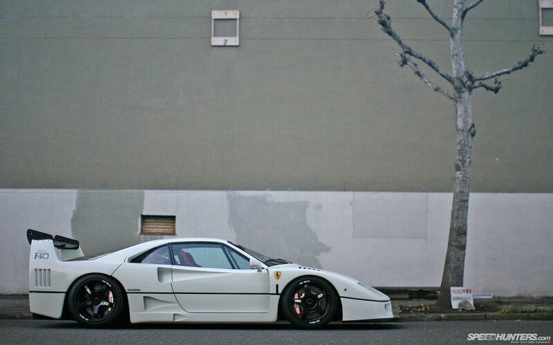 white ferrari f40 on street