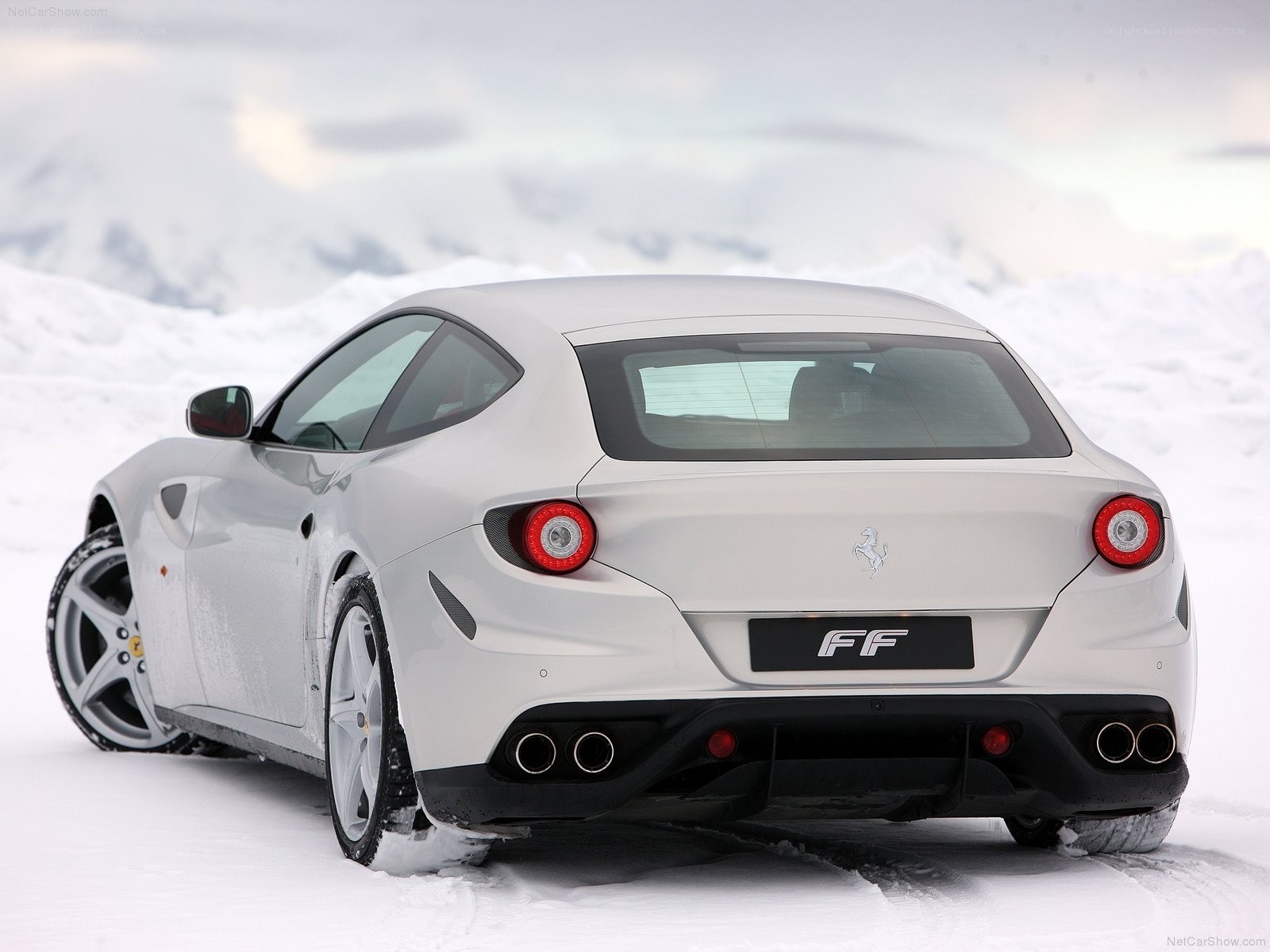 White Ferrari FF in snow