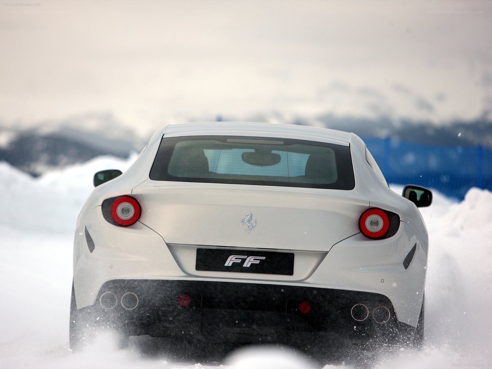 White Ferrari FF in snow