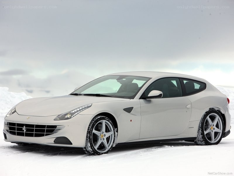 White Ferrari FF in snow