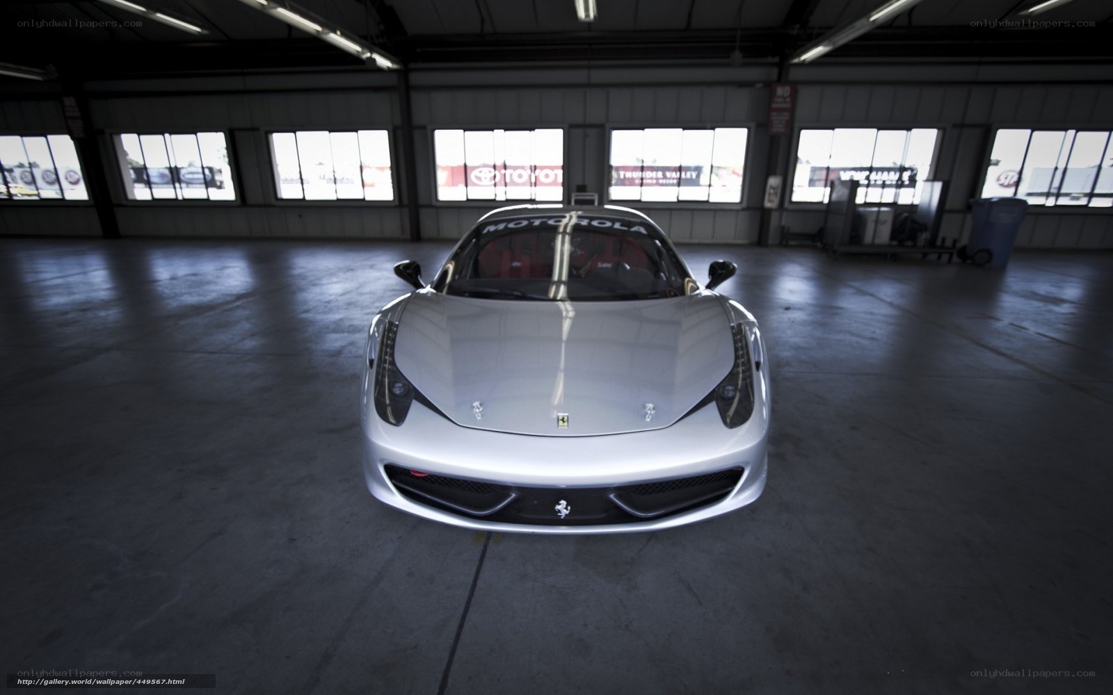 White Ferrari in a garage