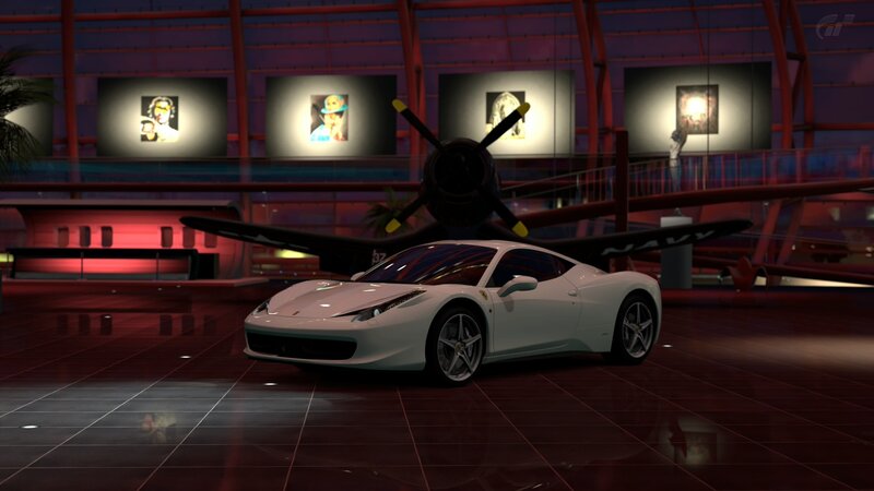 White Ferrari in art gallery