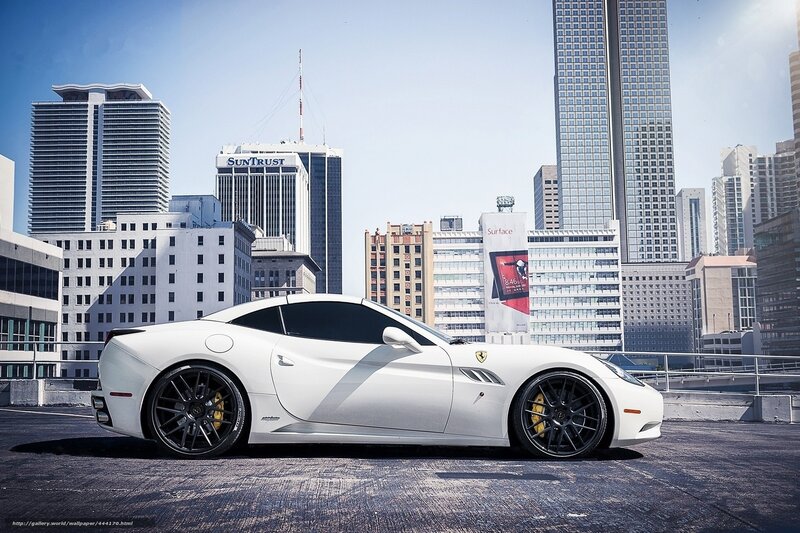 White Ferrari in city