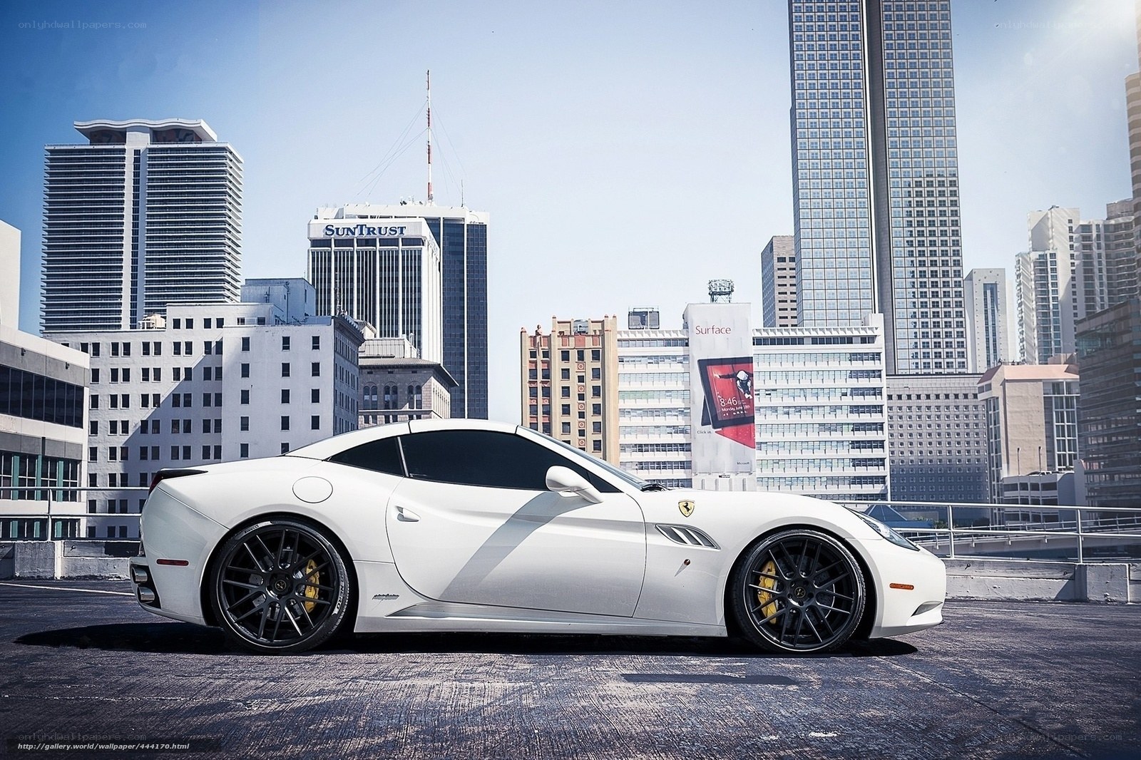 White Ferrari in city