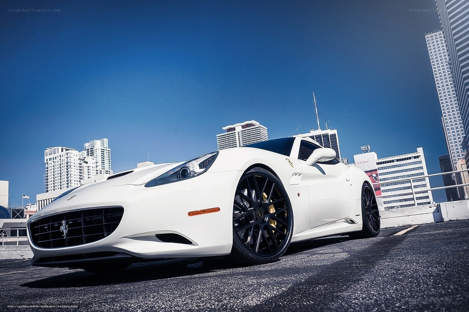 white ferrari in city
