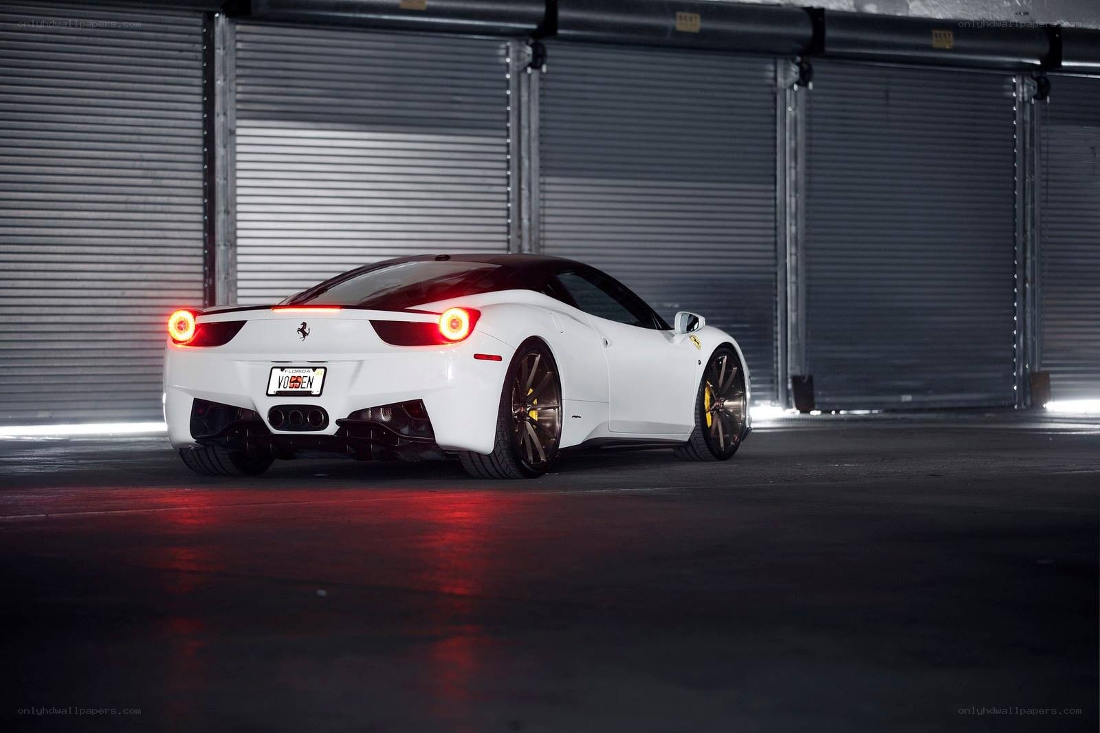 White Ferrari in garage