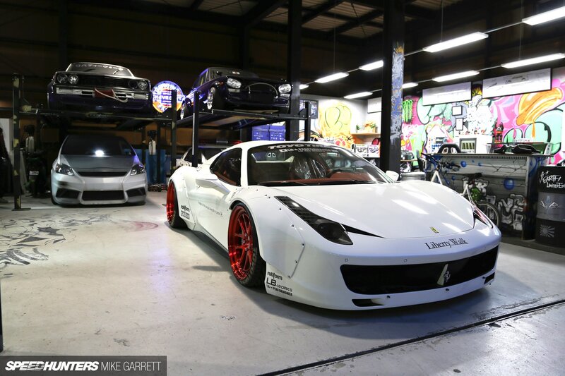White Ferrari in Garage — Industrial
