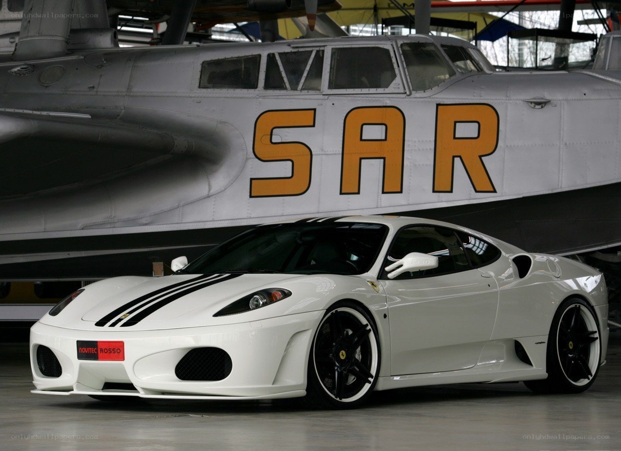 White Ferrari in hangar