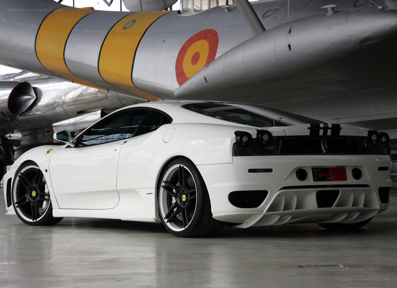 White Ferrari in hangar