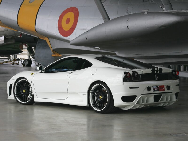 White Ferrari in hangar