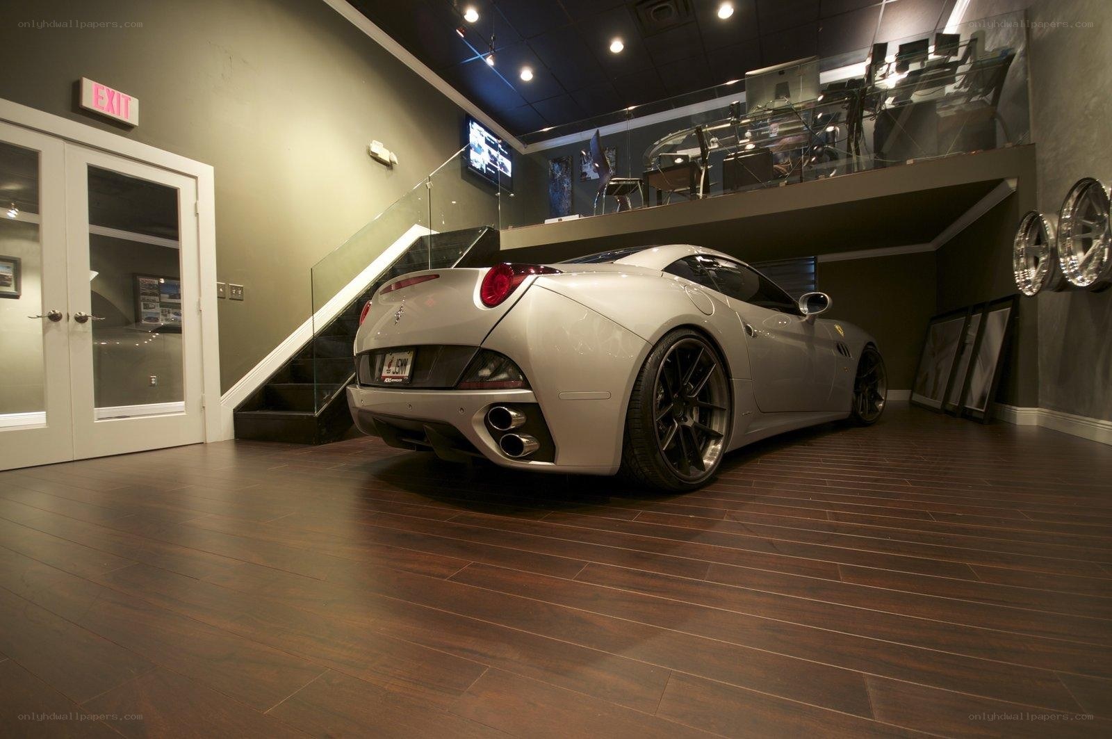 White Ferrari in showroom