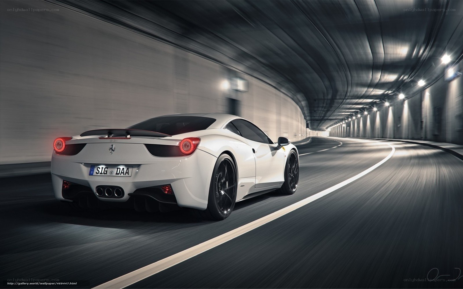 white ferrari in tunnel