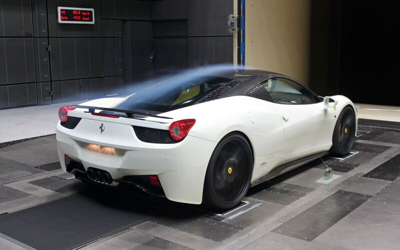 White Ferrari in Wind Tunnel — Technical, Photograph