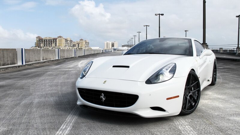 White Ferrari on a rooftop