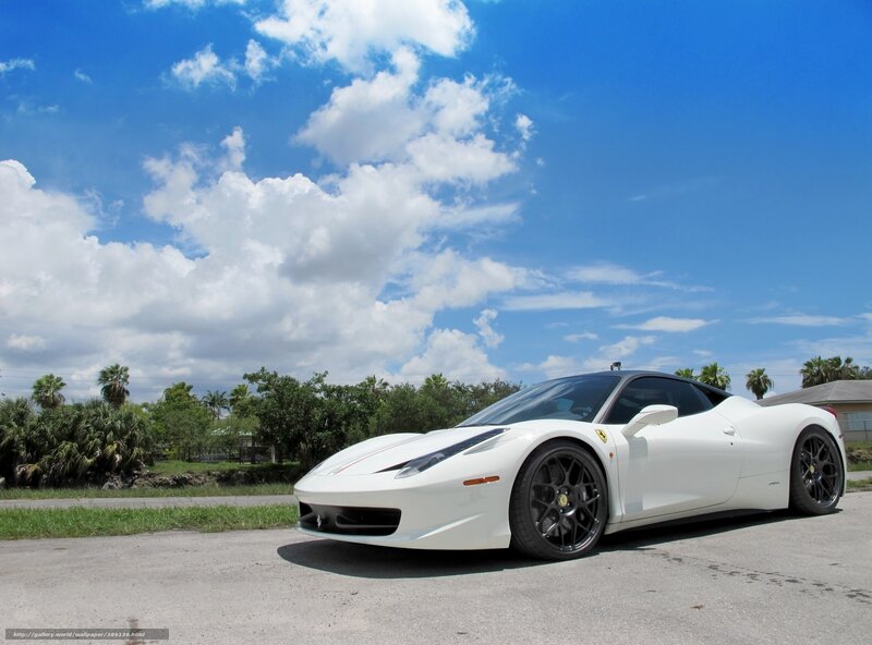 White Ferrari on a sunny day
