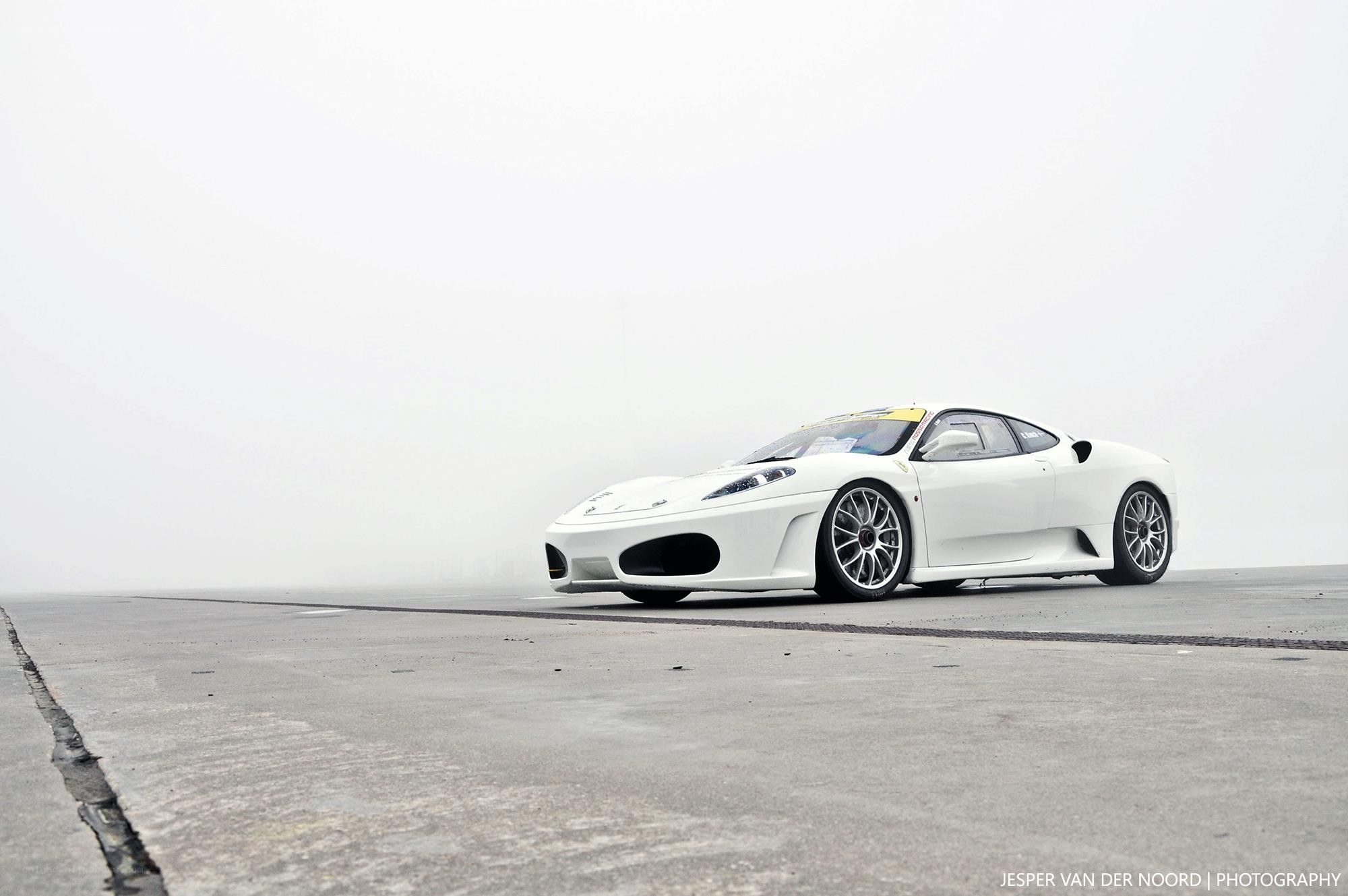 White Ferrari on a track