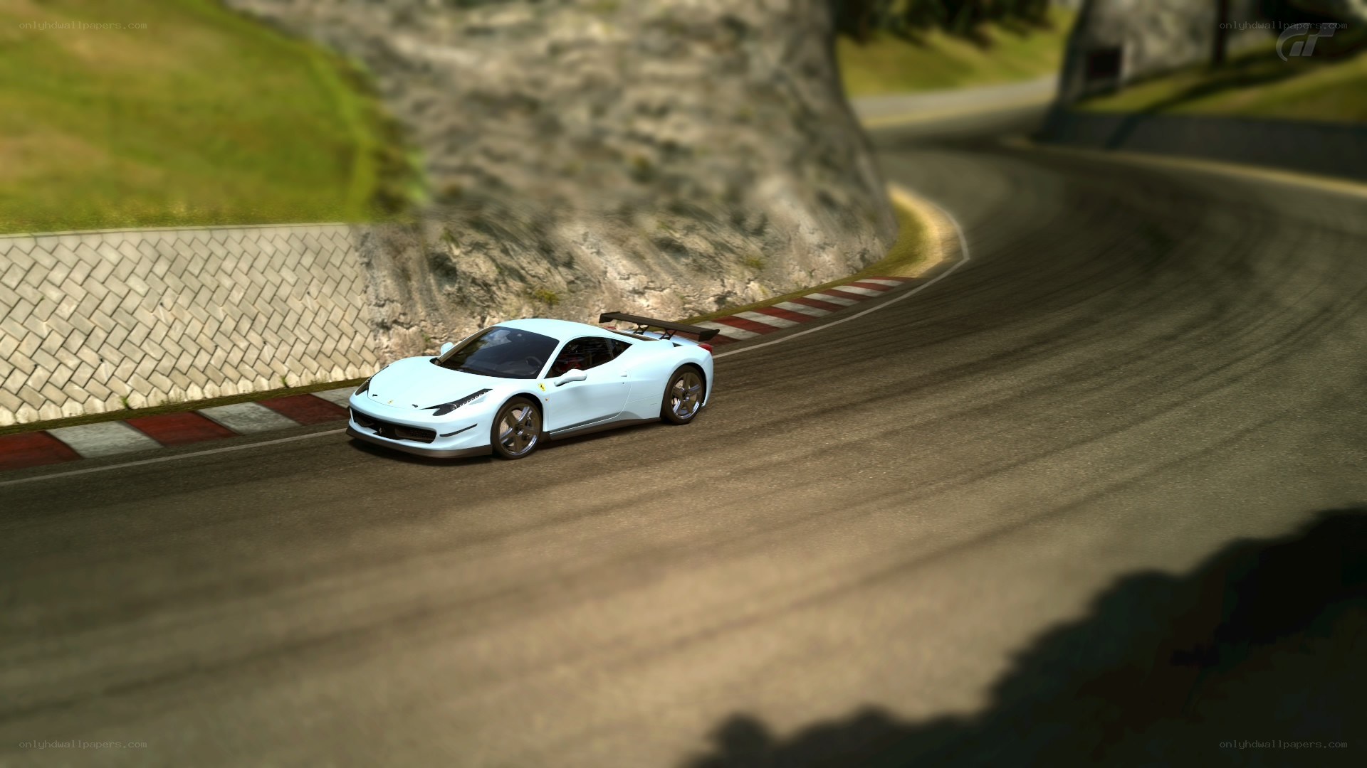white ferrari on racetrack