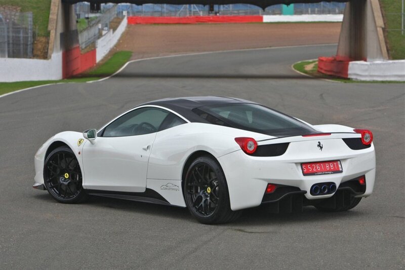 White Ferrari on Racetrack — Dynamic