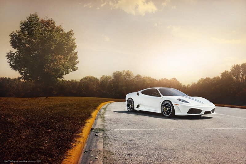 White Ferrari on Road