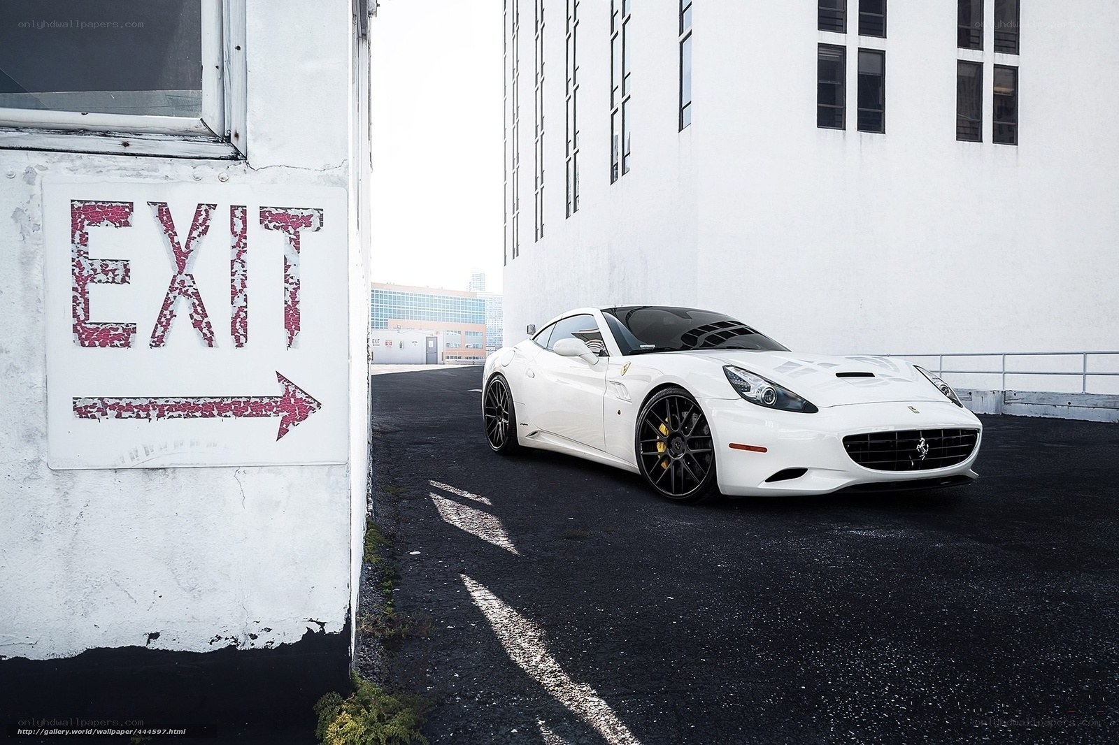 White Ferrari on rooftop