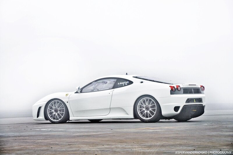 White Ferrari Race Car — Misty