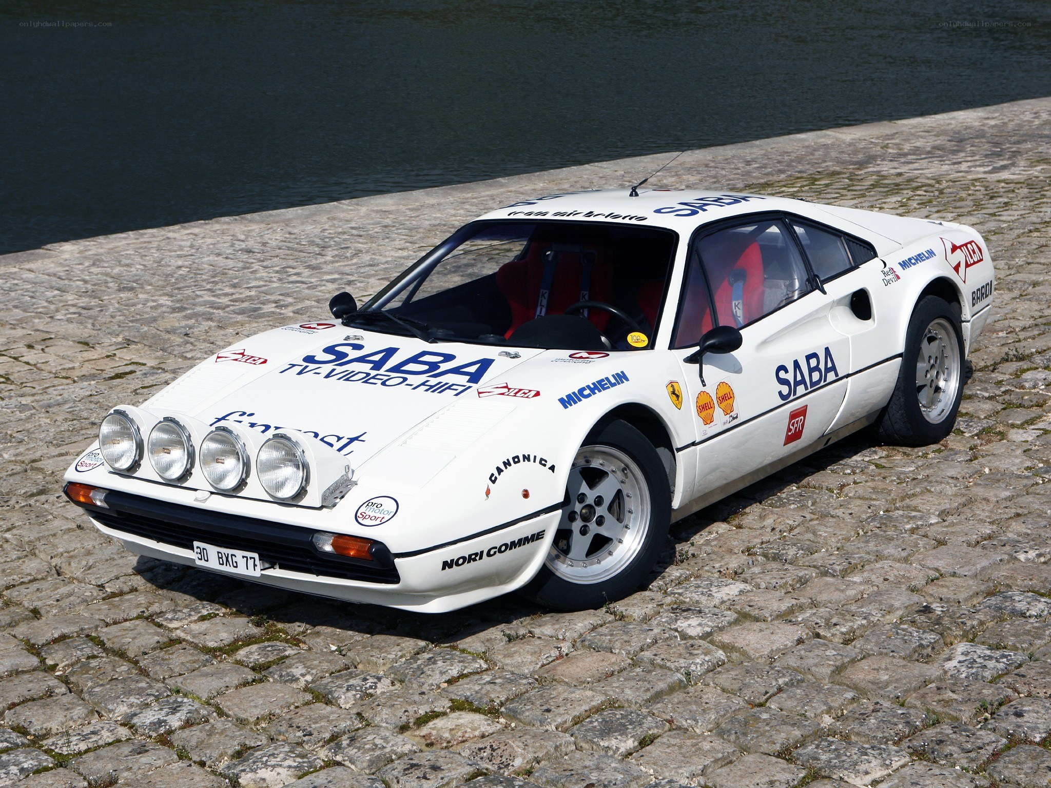 White Ferrari rally car