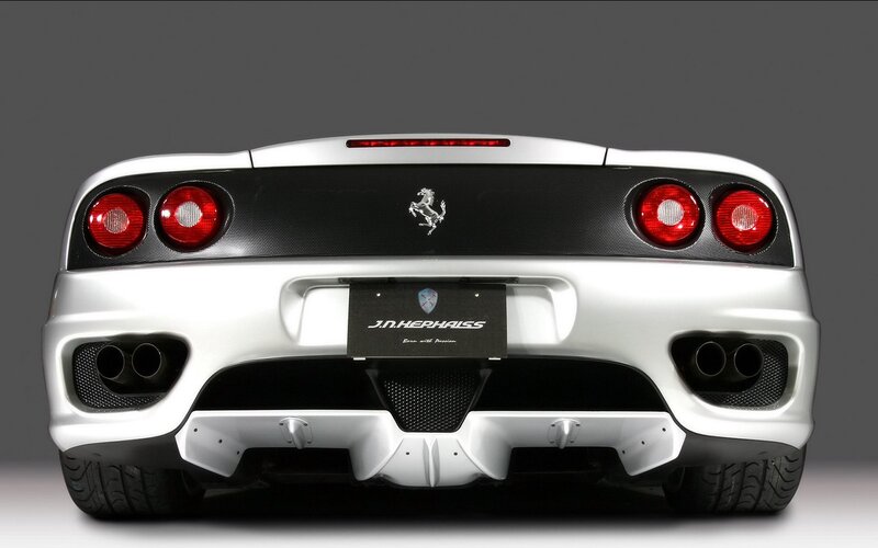 white ferrari rear view