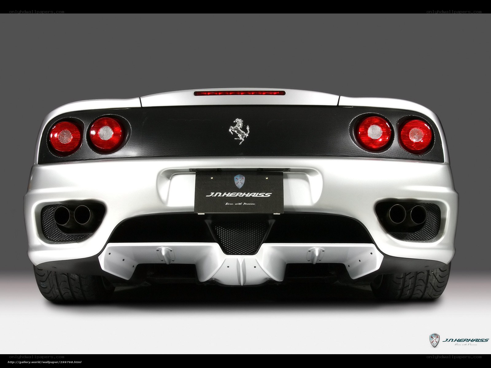 white ferrari rear view