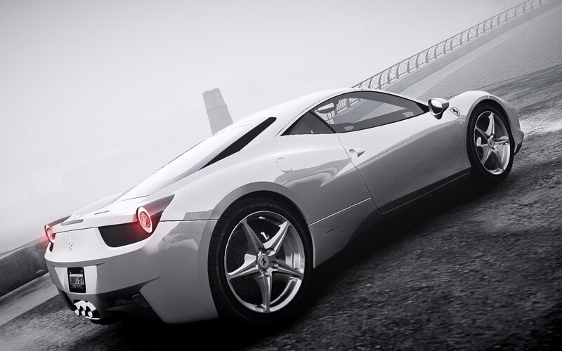 white ferrari sports car