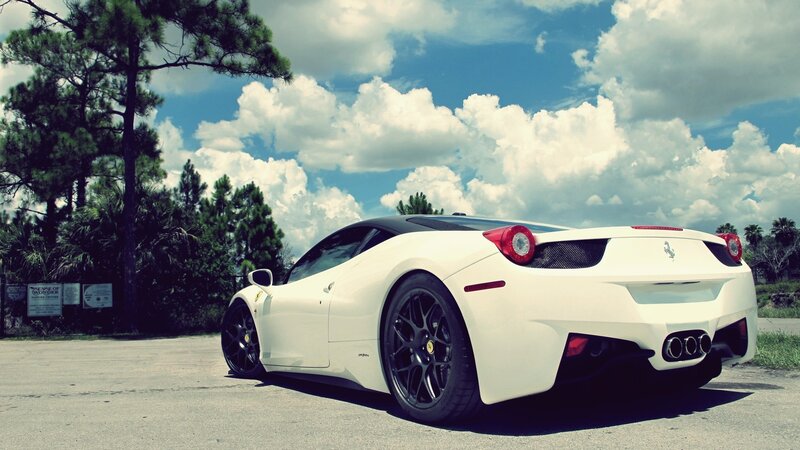 white ferrari sports car