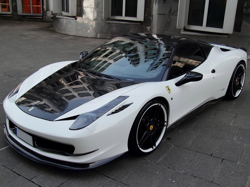 white ferrari sports car