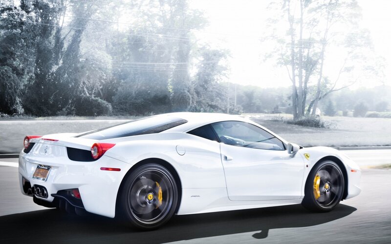 white ferrari sports car