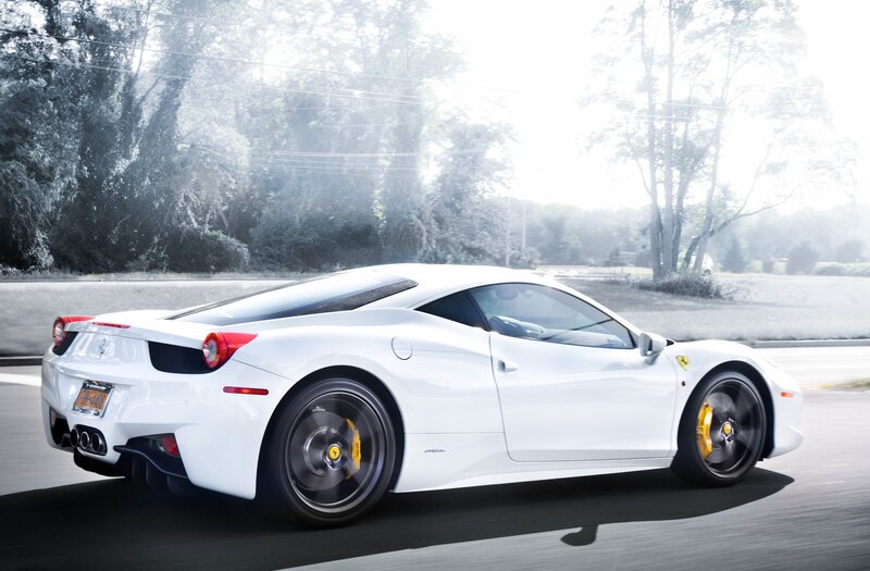 white ferrari sports car
