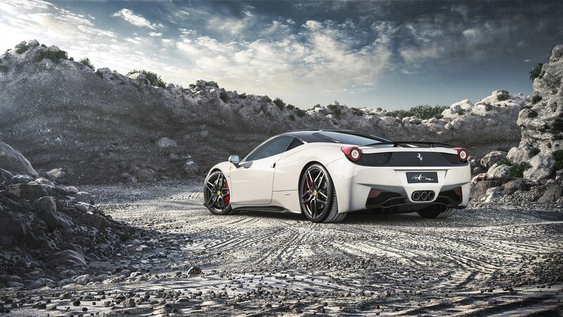 White Ferrari Sports Car — Dramatic, Afternoon, 3d Render