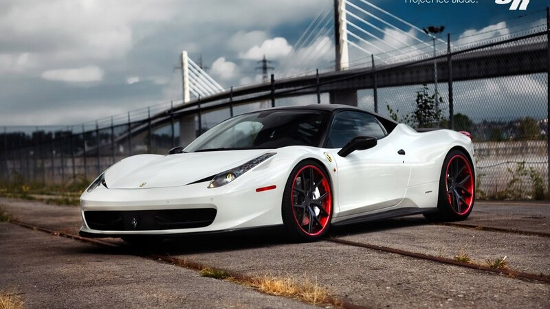 White Ferrari Sports Car — Dramatic, Afternoon