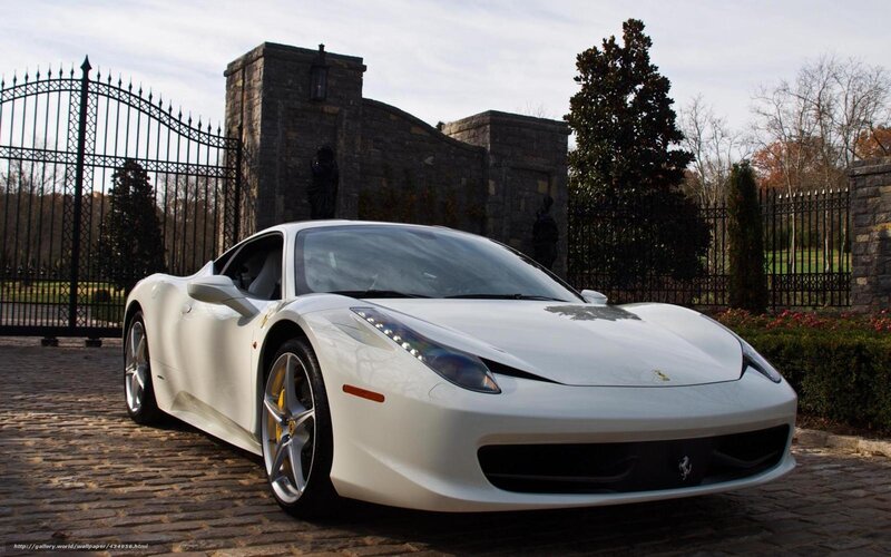 White Ferrari Sports Car — Dramatic, Autumn