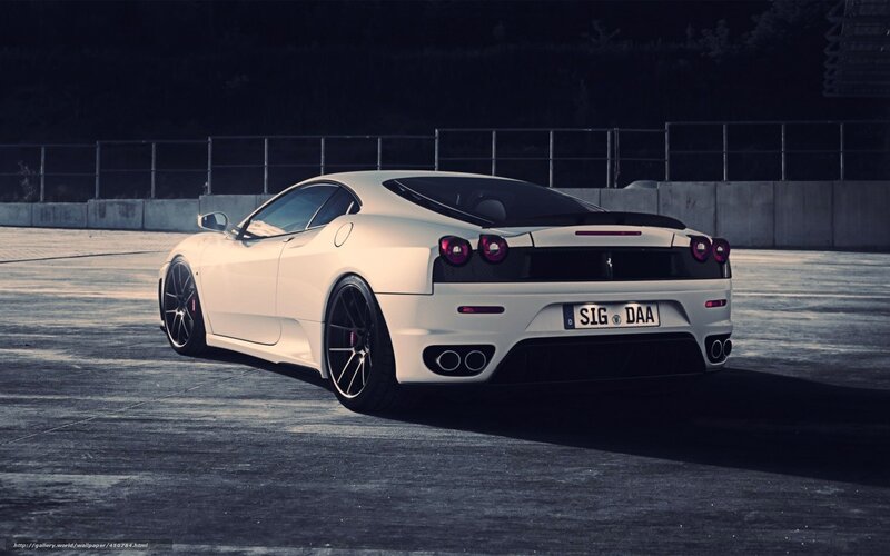 White Ferrari Sports Car — Dramatic, Night, Photograph, License Plate