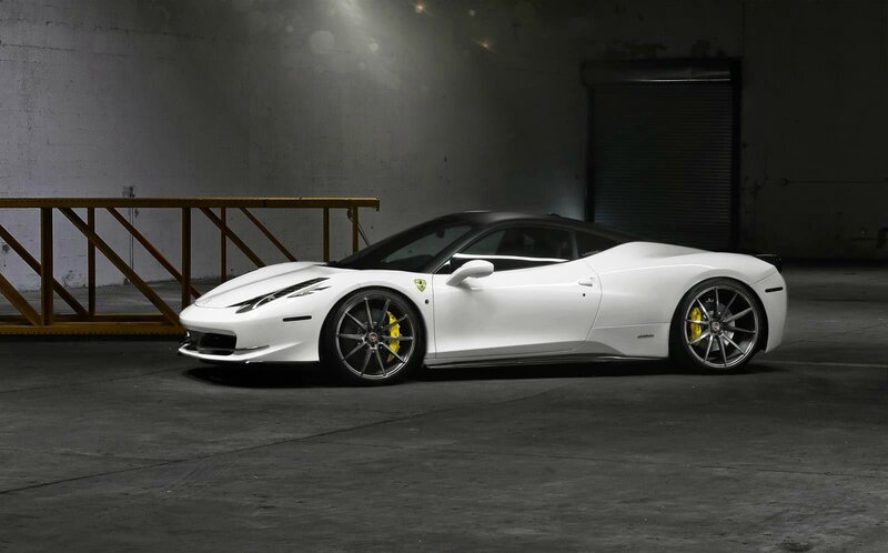 White Ferrari Sports Car — Dramatic, Photograph, Concrete Floor