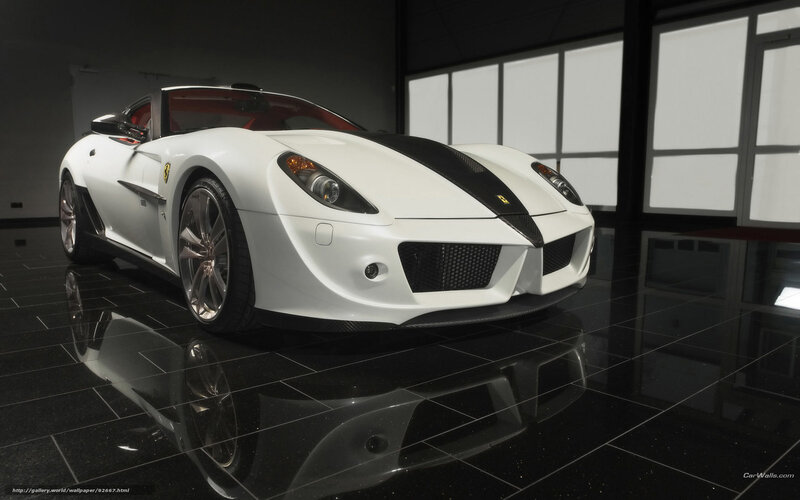 White Ferrari Sports Car — Dramatic, Photograph, Windows