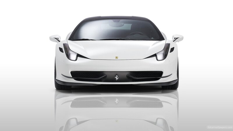 White Ferrari Sports Car — Neutral, Photograph, Windshield, Headlights