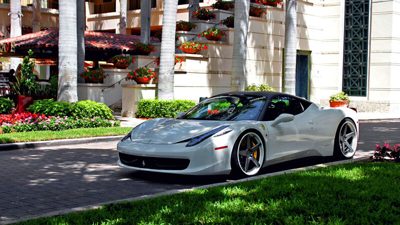 White Ferrari Sports Car — Silver