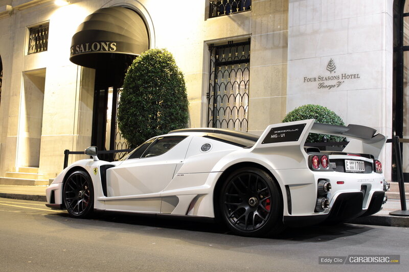 White Ferrari Supercar — Dramatic, Night