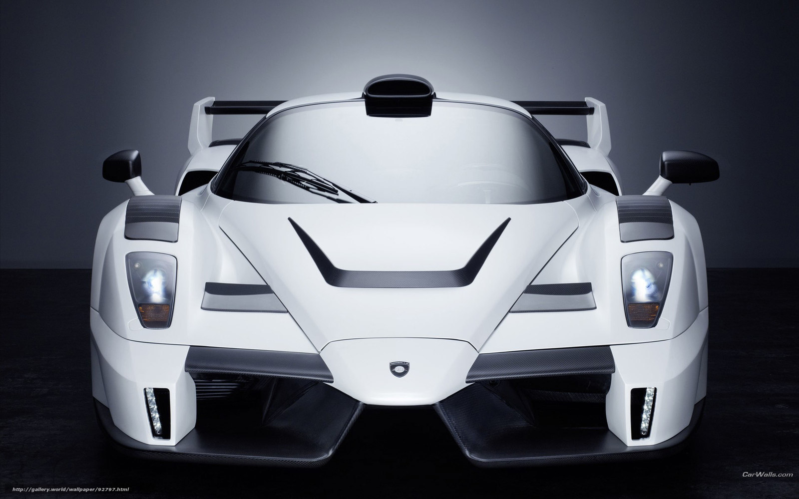 white ferrari supercar front view