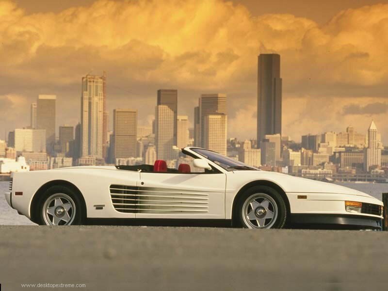 White Ferrari Testarossa convertible