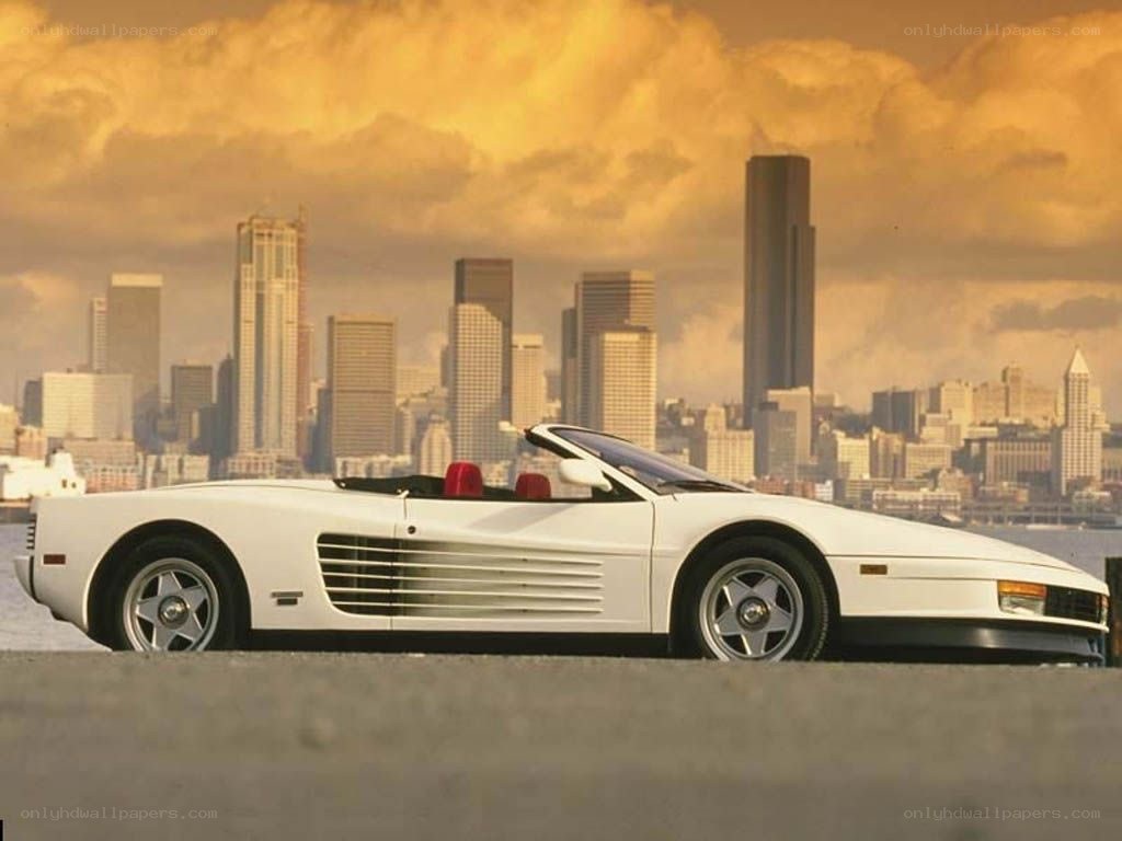 White Ferrari Testarossa convertible