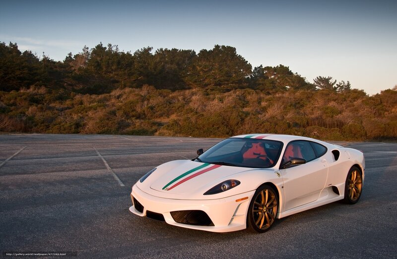 White Ferrari with Italian stripes