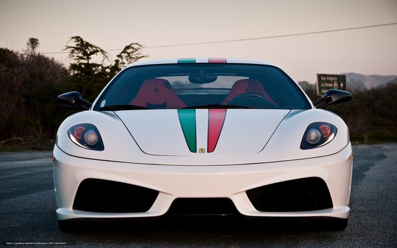 white ferrari with italian stripes